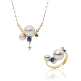 シプレ ド・オールの2022年の新作ジュエリーです。真珠、ブルーサファイアを使用したジュエリーです。