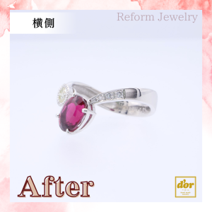 埼玉県浦和のジュエリーショップ【シプレドオール】で、お客様のお持ちのトルマリン、ダイヤモンドを合わせてフォークリングを制作いたしました。