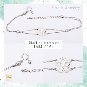 プラチナにダイヤモンドをあしらったオーダーメイドの花モチーフネックレス