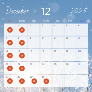 12月の店内ディスプレイと冬のジュエリーを写した写真｜浦和の宝石店シプレ ドオール