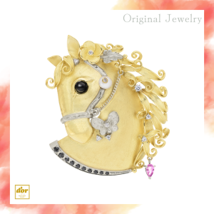 2026年干支 丙午 馬モチーフ K18ブローチ兼ペンダント 花と蝶 ダイヤモンド 浦和 シプレドオール